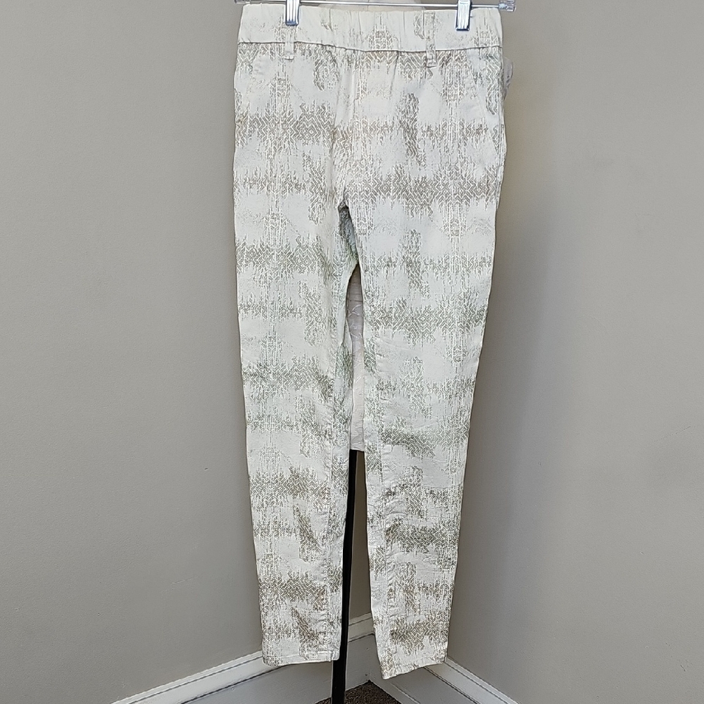 Flog Patterned Cream and Gray Pants